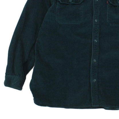 Mens Corduroy Shirt Relaxed Fit Button Up Long Sleeve