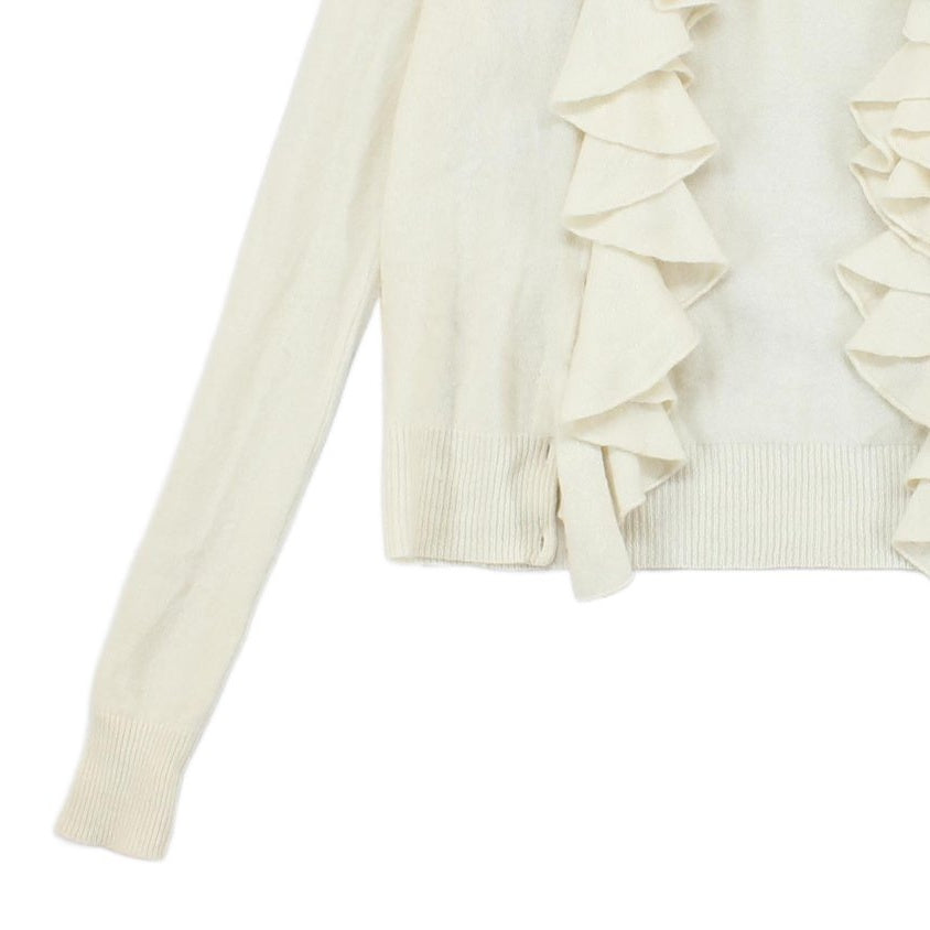 Womens Cashmere Cardigan Ruffle Long Sleeve Knit