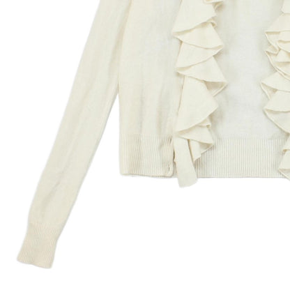 Womens Cashmere Cardigan Ruffle Long Sleeve Knit