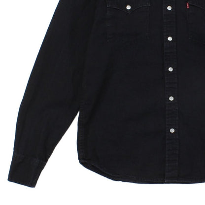 Mens Denim Shirt Pearl Snap Long Sleeve Button Up
