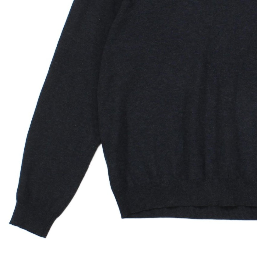 Mens V-Neck Jumper Ribbed Knit Cotton Wool