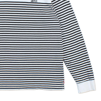 Mens T-Shirt Striped Crew Neck Long Sleeve