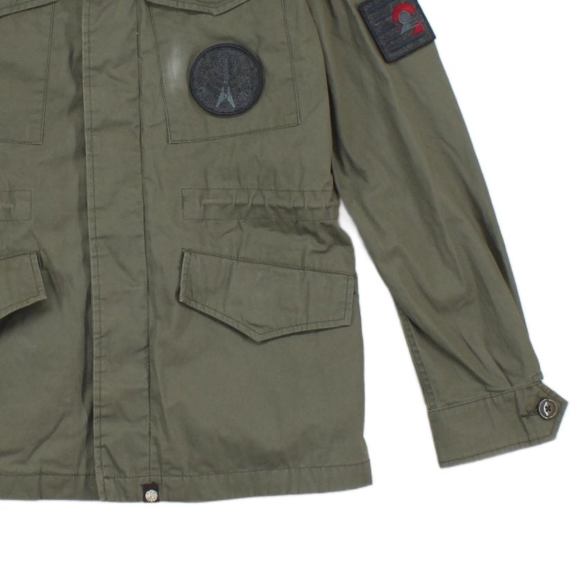 Mens Military Jacket Patch Full Zip Cotton