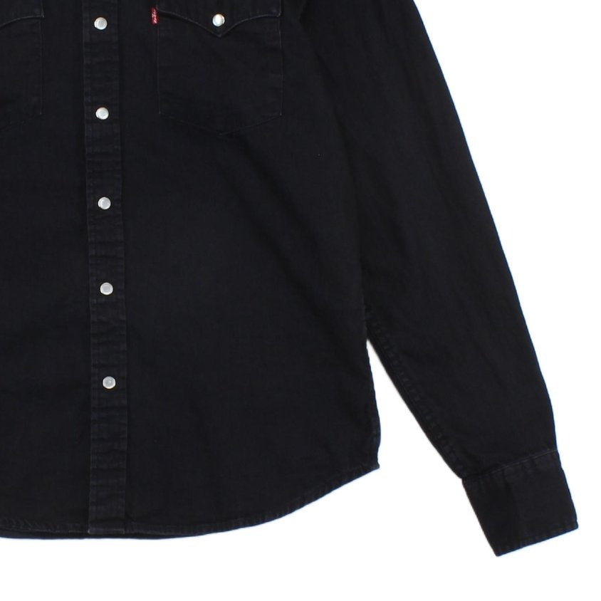 Mens Denim Shirt Pearl Snap Long Sleeve Button Up