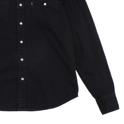 Mens Denim Shirt Pearl Snap Long Sleeve Button Up