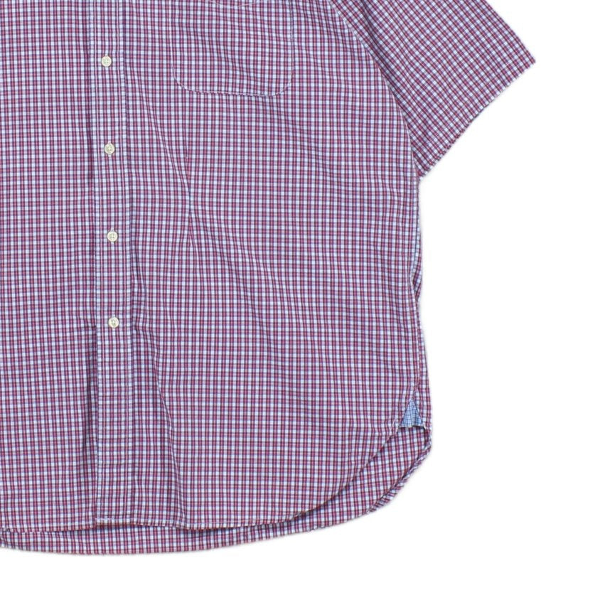 Mens Plaid Shirt Short Sleeve Button Up