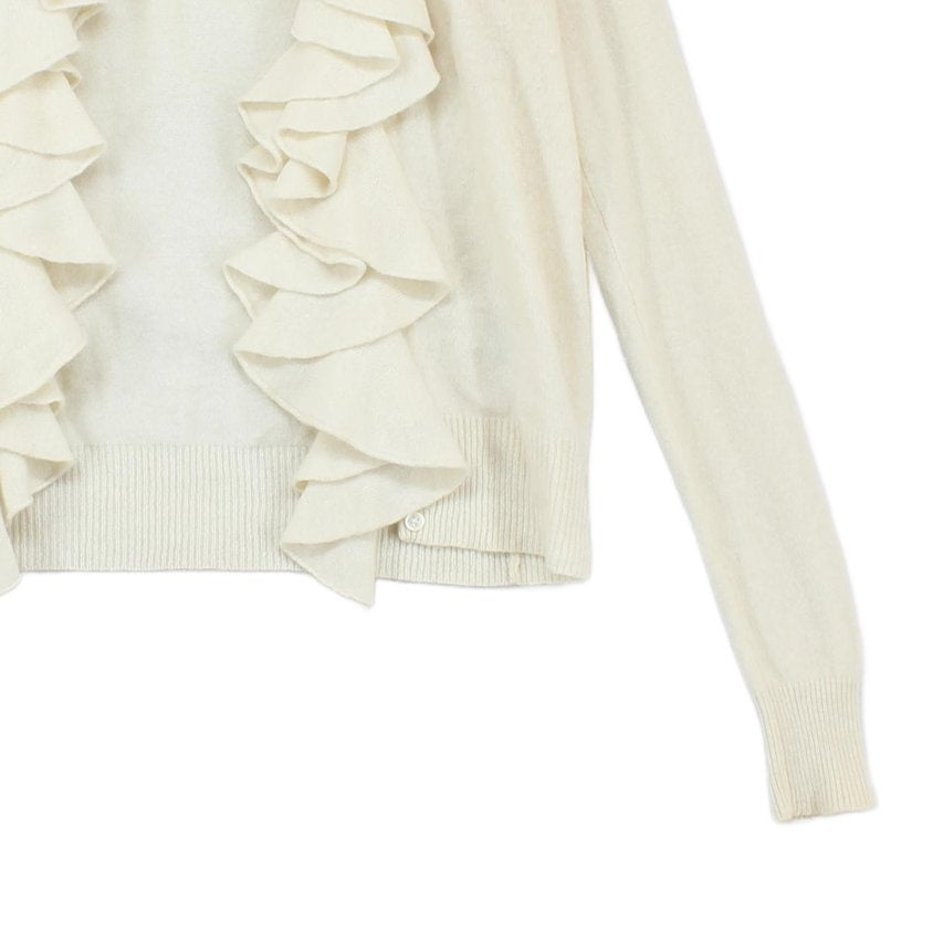 Womens Cashmere Cardigan Ruffle Long Sleeve Knit