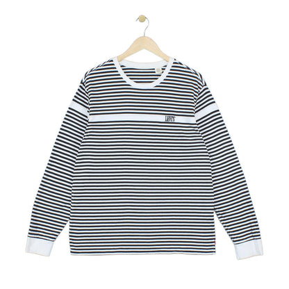 Mens T-Shirt Striped Crew Neck Long Sleeve