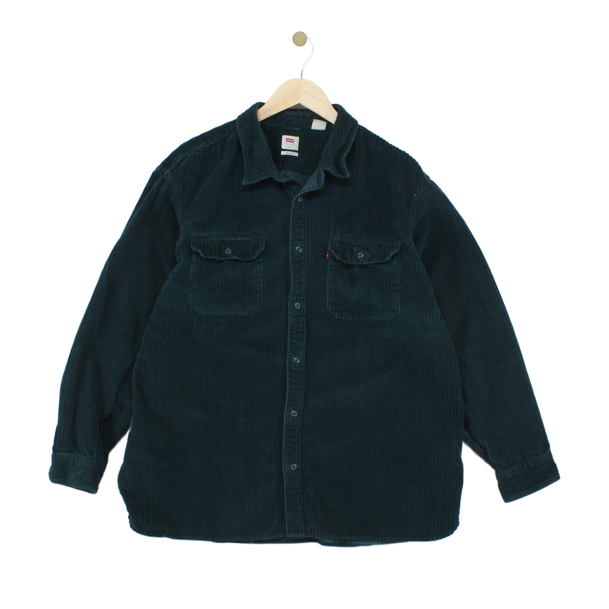 Mens Corduroy Shirt Relaxed Fit Button Up Long Sleeve