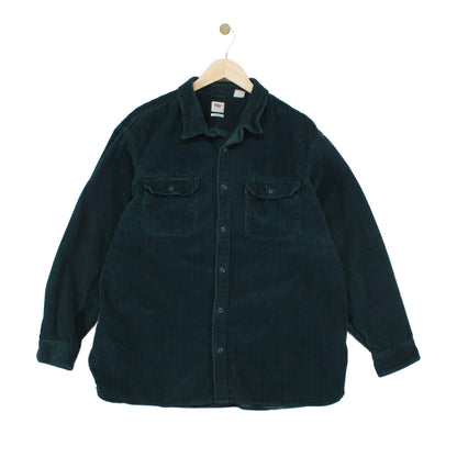 Mens Corduroy Shirt Relaxed Fit Button Up Long Sleeve