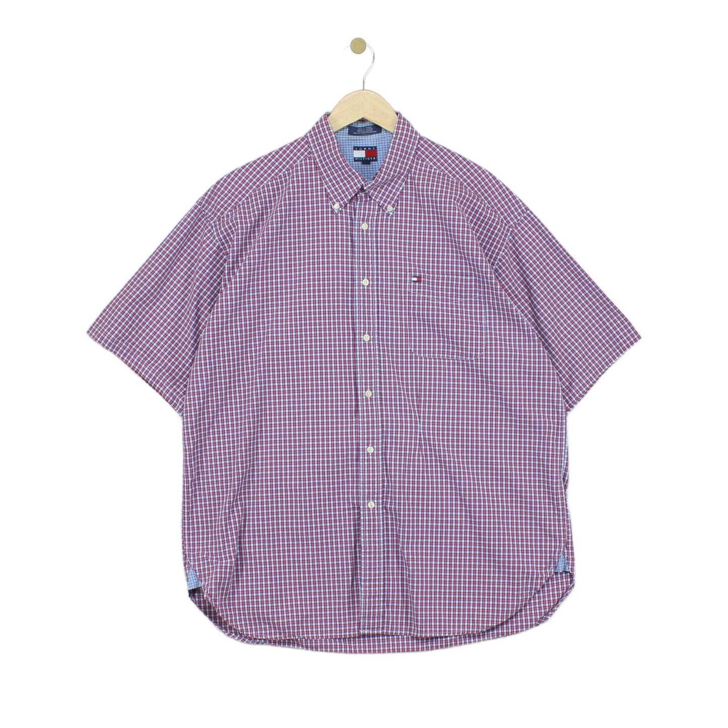 Mens Plaid Shirt Short Sleeve Button Up