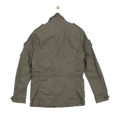 Mens Military Jacket Patch Full Zip Cotton