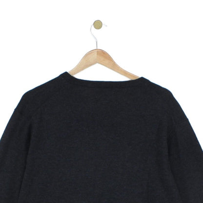 Mens V-Neck Jumper Ribbed Knit Cotton Wool