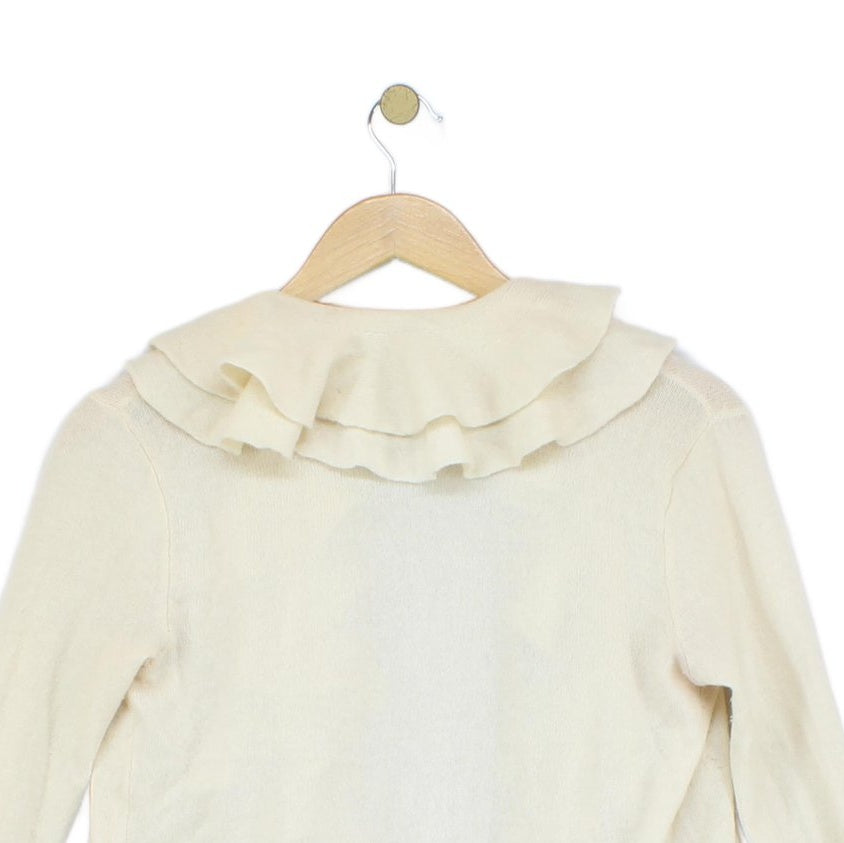 Womens Cashmere Cardigan Ruffle Long Sleeve Knit