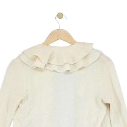 Womens Cashmere Cardigan Ruffle Long Sleeve Knit