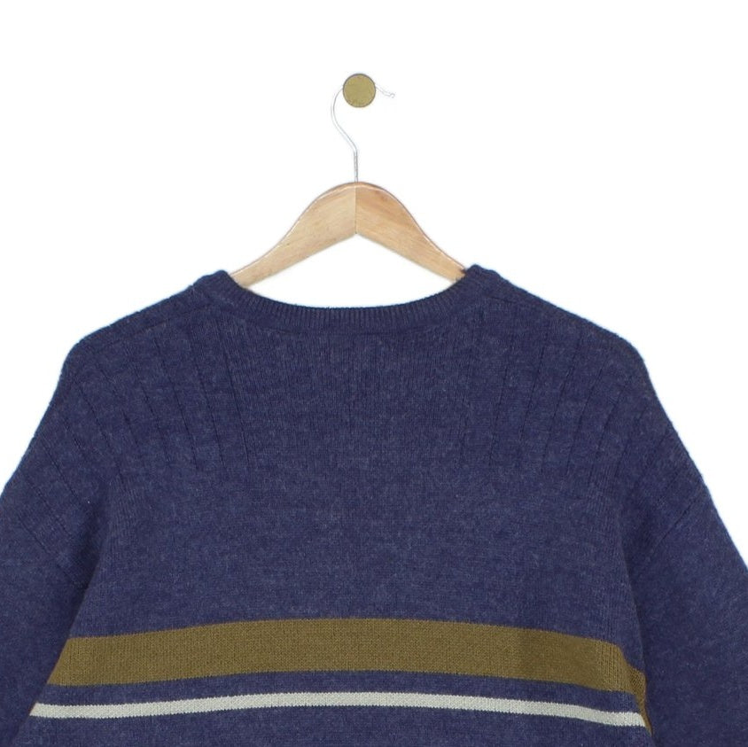 Mens Jumper Crew Neck Stripe Logo