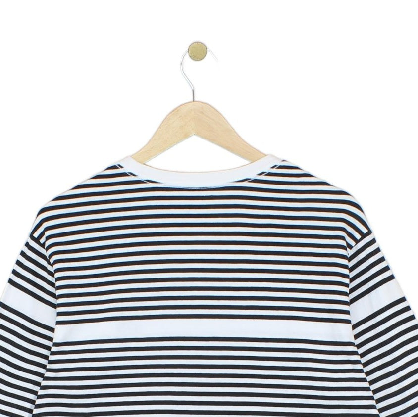 Mens T-Shirt Striped Crew Neck Long Sleeve