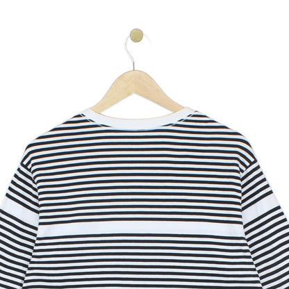Mens T-Shirt Striped Crew Neck Long Sleeve