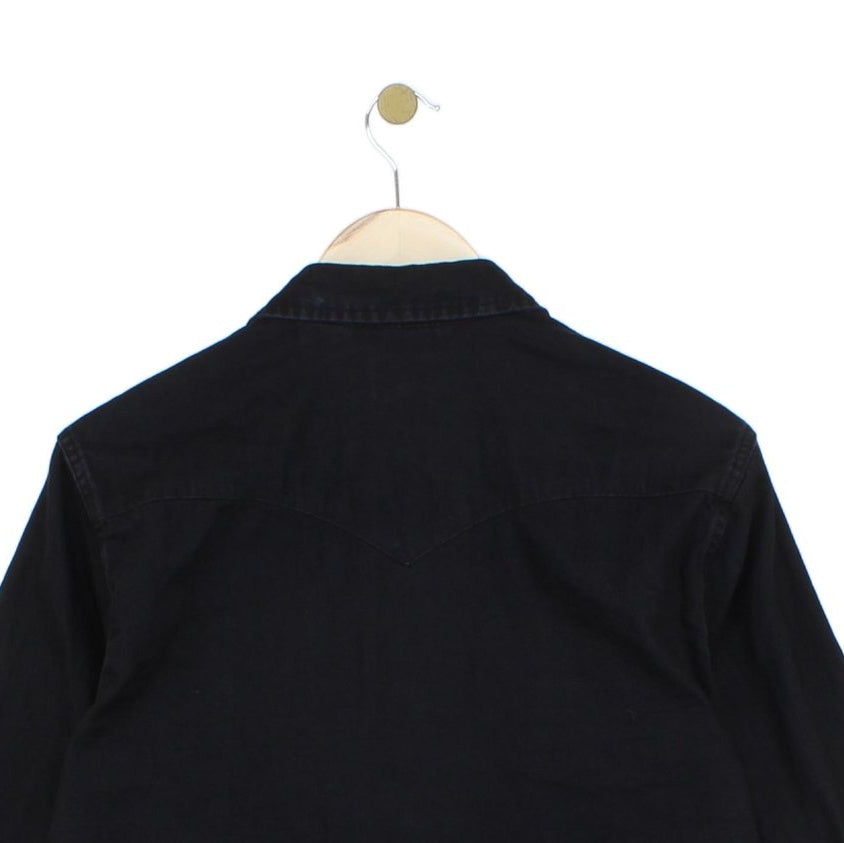 Mens Denim Shirt Pearl Snap Long Sleeve Button Up