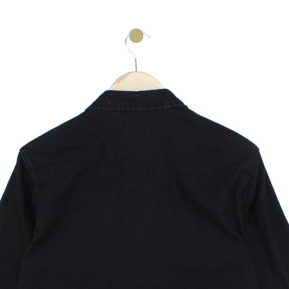 Mens Denim Shirt Pearl Snap Long Sleeve Button Up