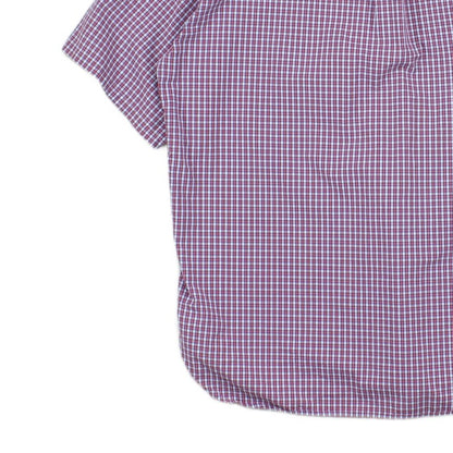 Mens Plaid Shirt Short Sleeve Button Up