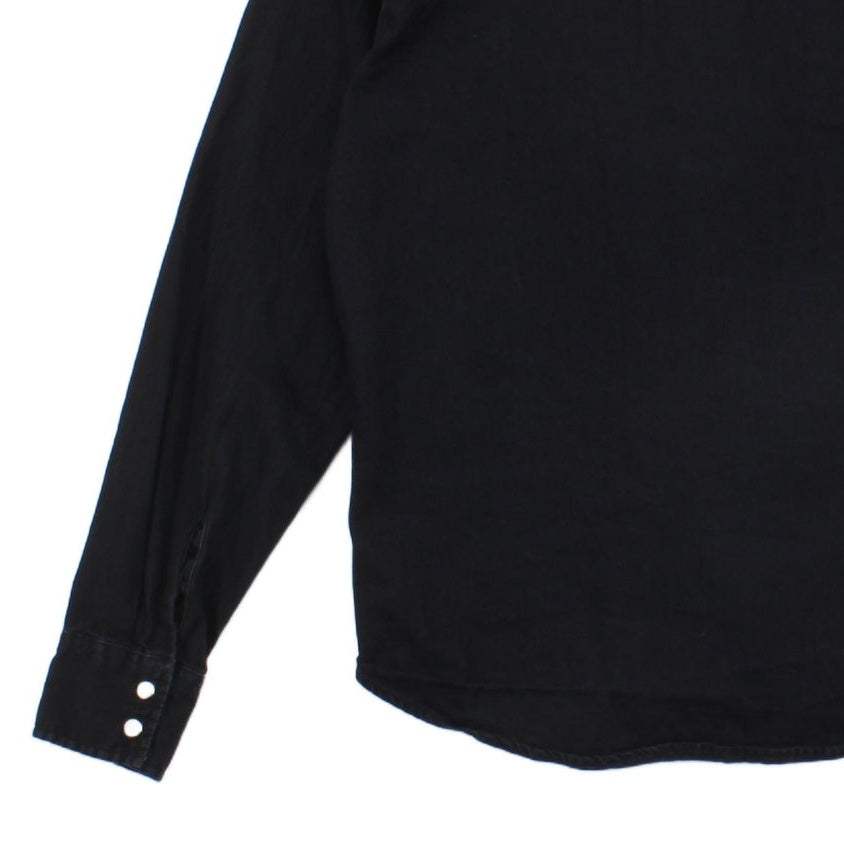Mens Denim Shirt Pearl Snap Long Sleeve Button Up
