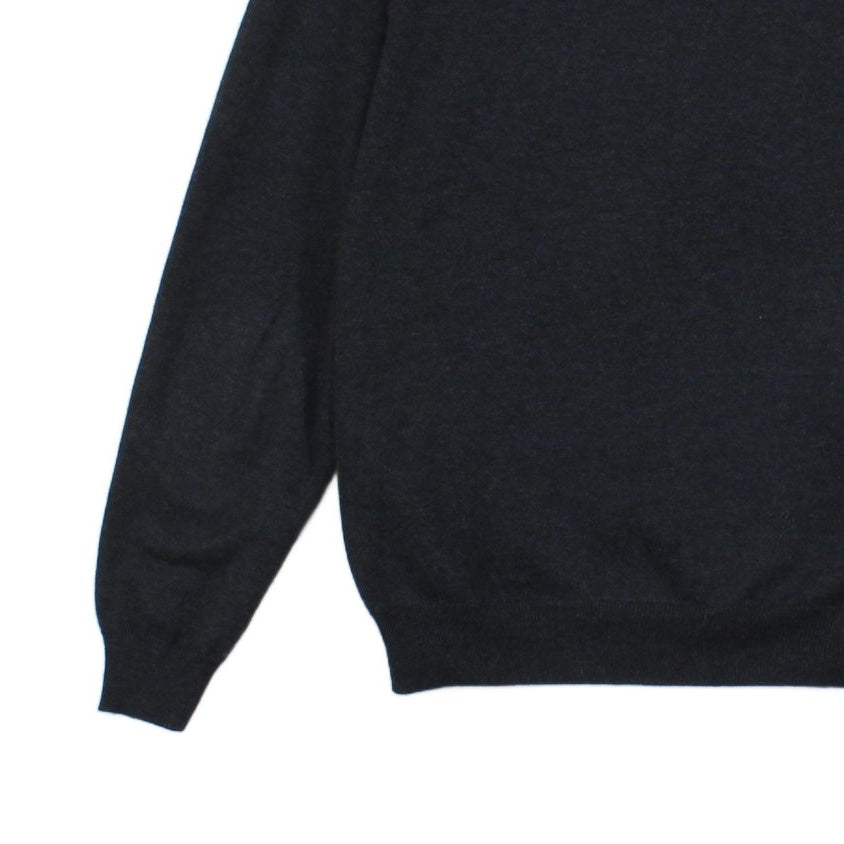 Mens V-Neck Jumper Ribbed Knit Cotton Wool