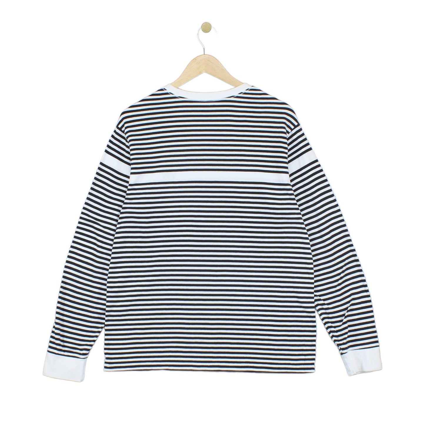 Mens T-Shirt Striped Crew Neck Long Sleeve