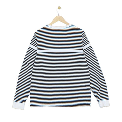 Mens T-Shirt Striped Crew Neck Long Sleeve