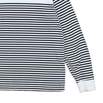 Mens T-Shirt Striped Crew Neck Long Sleeve