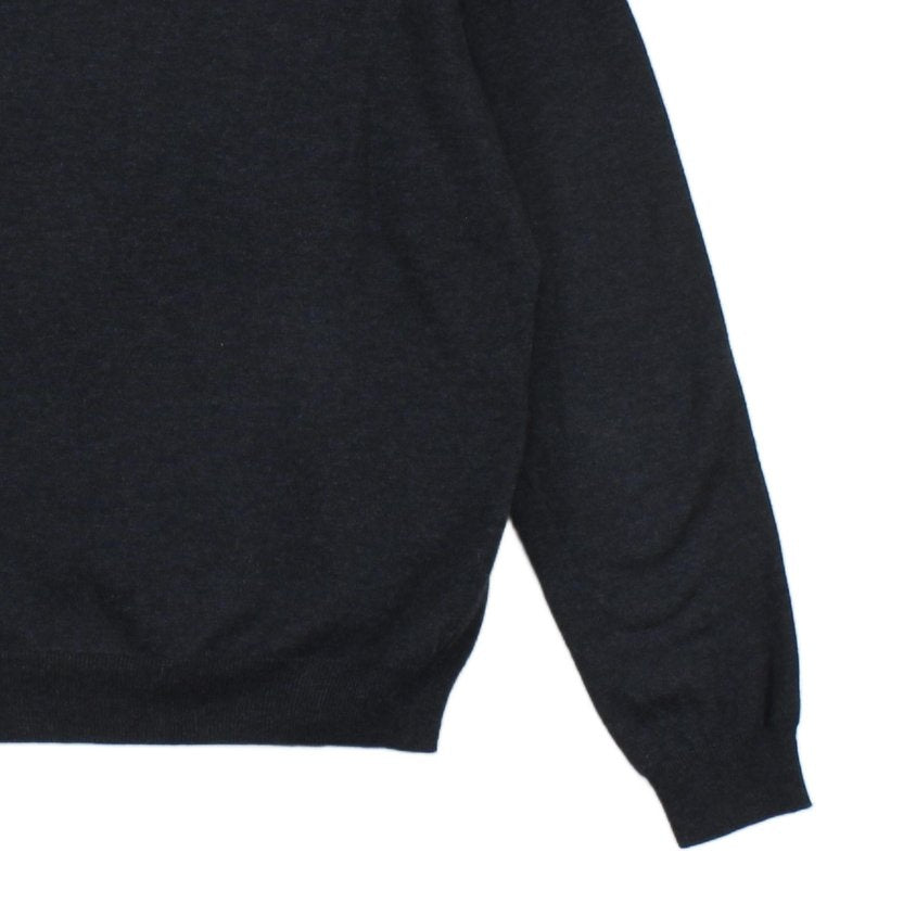 Mens V-Neck Jumper Ribbed Knit Cotton Wool