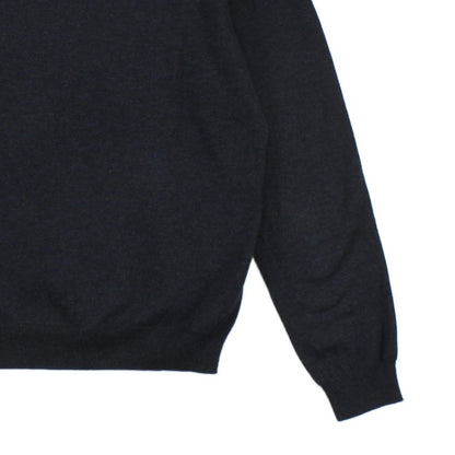 Mens V-Neck Jumper Ribbed Knit Cotton Wool