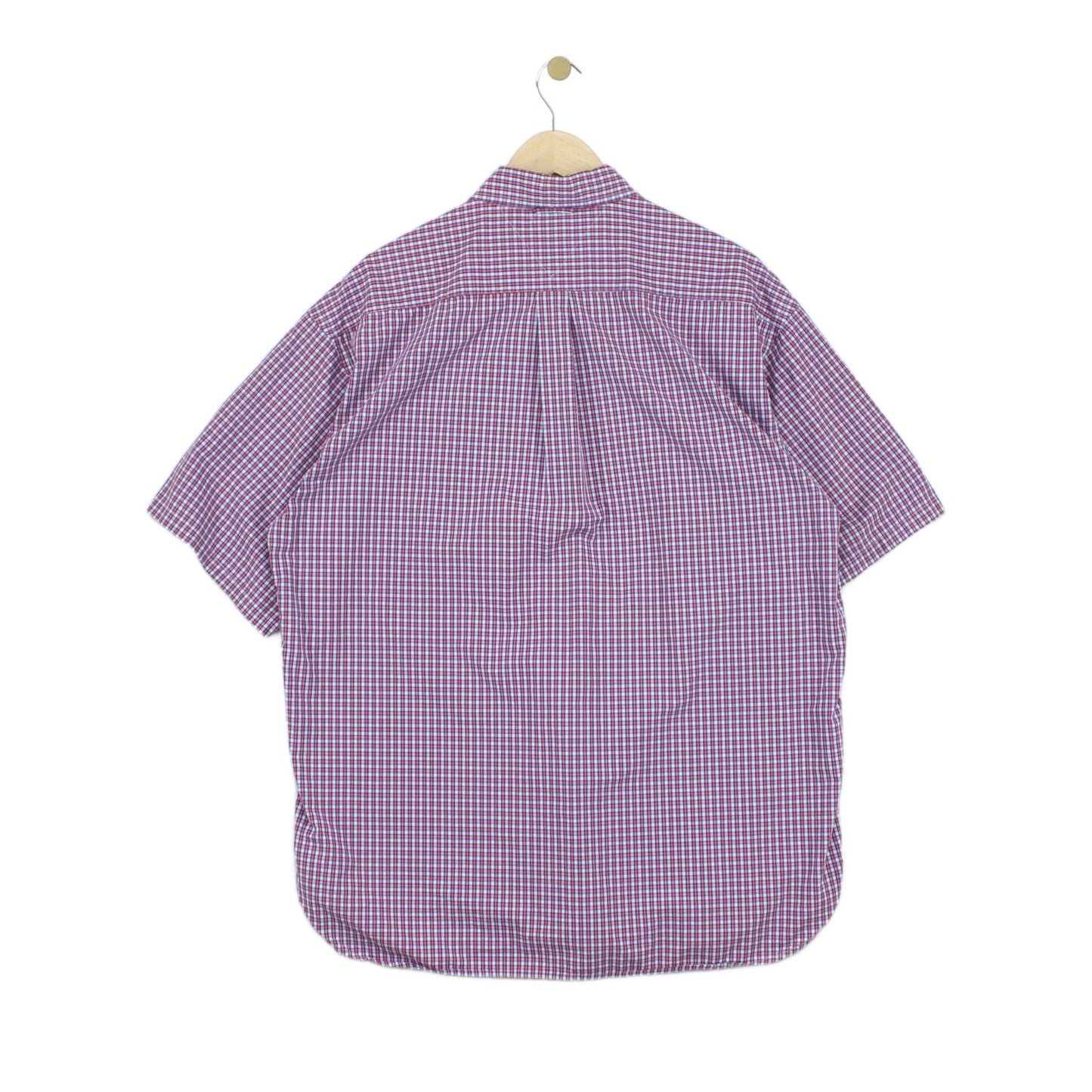 Mens Plaid Shirt Short Sleeve Button Up