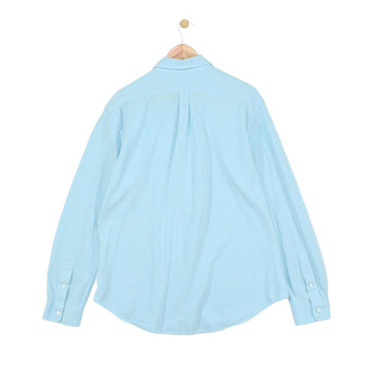 Mens Knit Shirt Button Up Long Sleeve Cotton