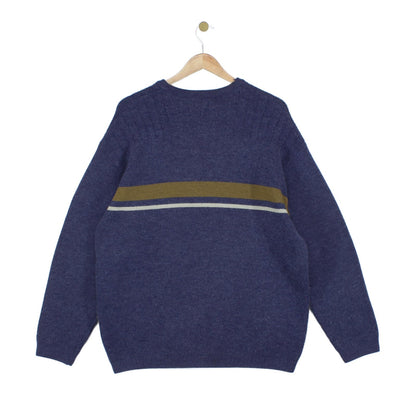 Mens Jumper Crew Neck Stripe Logo