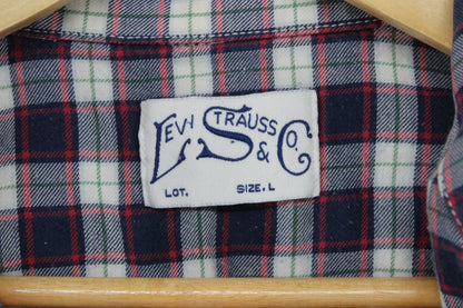 Mens Plaid Shirt Snap Button Up Short Sleeve