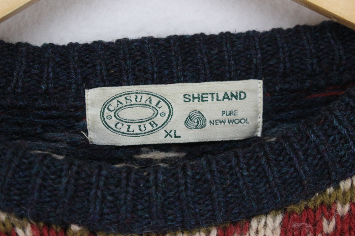 Mens Shetland Wool Jumper Patterned