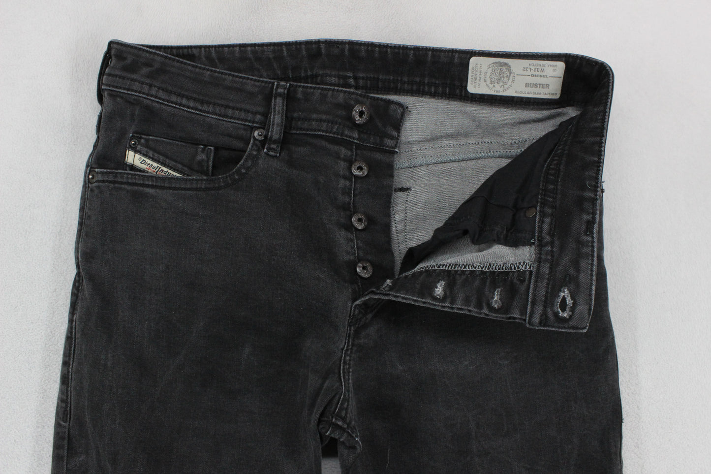 Mens Buster Jeans Regular Slim Tapered Stretch