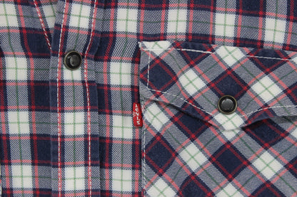 Mens Plaid Shirt Snap Button Up Short Sleeve