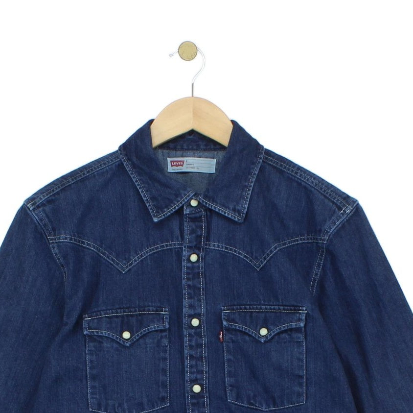 Mens Denim Shirt Long Sleeve Western