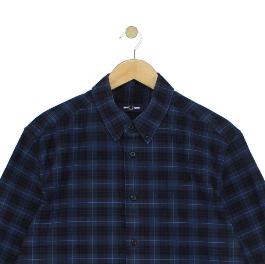 Mens Check Shirt Button Up Long Sleeve
