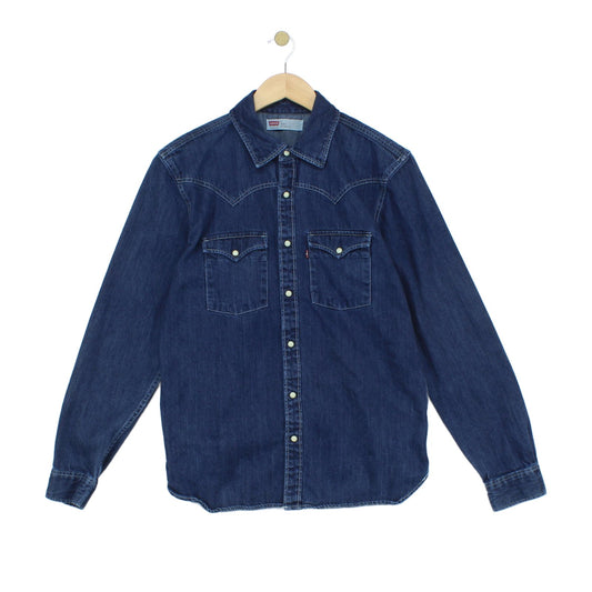 Mens Denim Shirt Long Sleeve Western