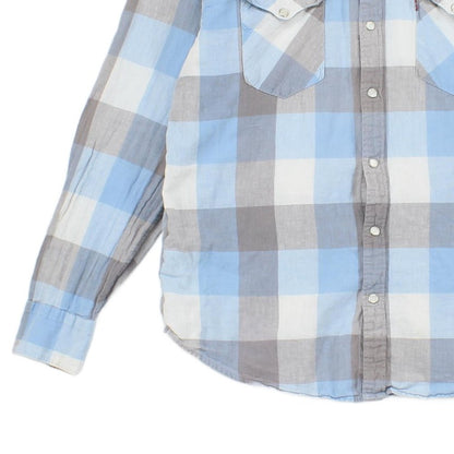 Mens Plaid Shirt Button Up Cotton Linen