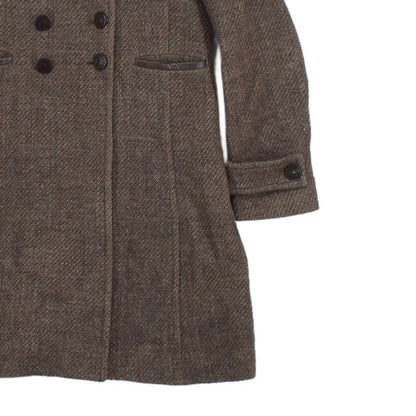 Womens Overcoat Tweed Double Breasted Wool Blend