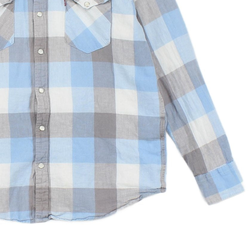 Mens Plaid Shirt Button Up Cotton Linen