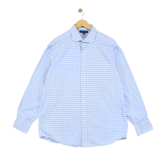 Mens Check Shirt Long Sleeve Button Up