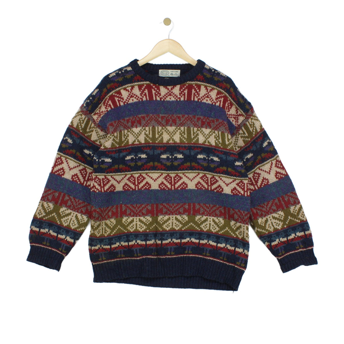 Mens Shetland Wool Jumper Patterned