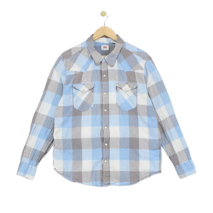 Mens Plaid Shirt Button Up Cotton Linen
