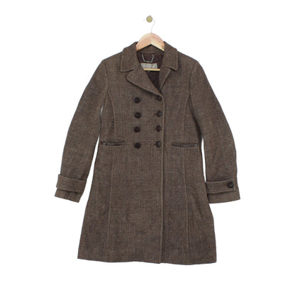 Womens Overcoat Tweed Double Breasted Wool Blend