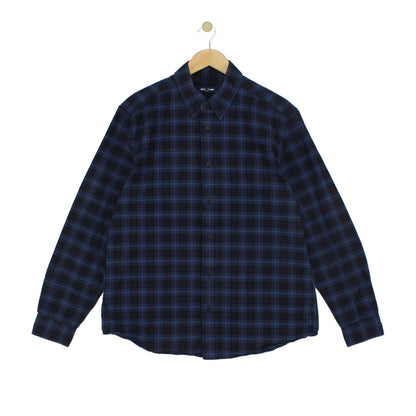 Mens Check Shirt Button Up Long Sleeve